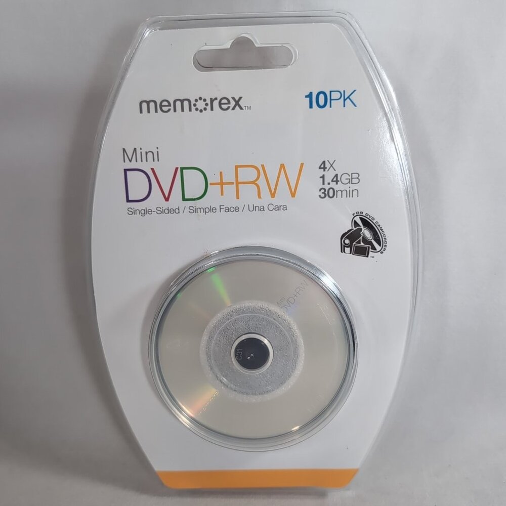 Memorex 10 Pack Mini DVD+RW Single Sided NEW 4x 1.4GB 30min 2009 10PK Plus RW